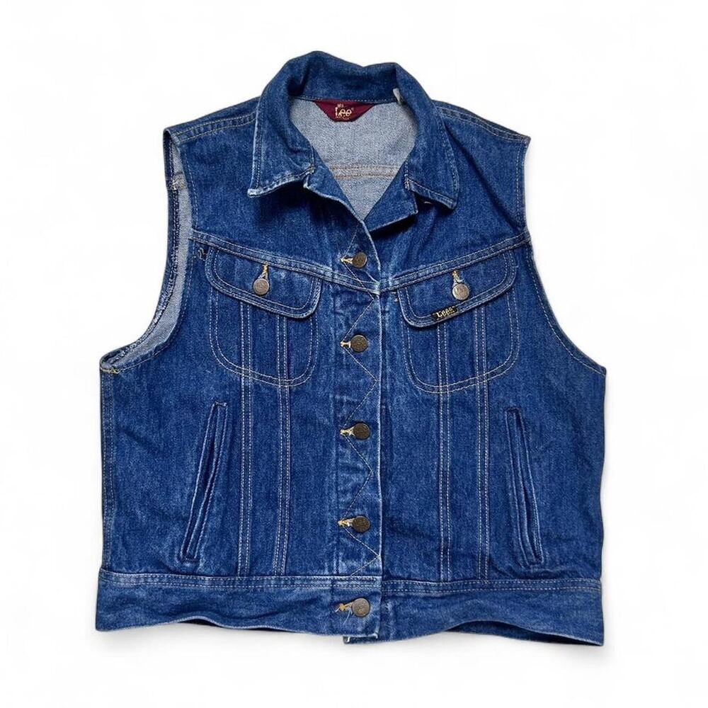 Lee Jeans 70s Vintage Denim Trucker Jacket Vest Western Womens Small